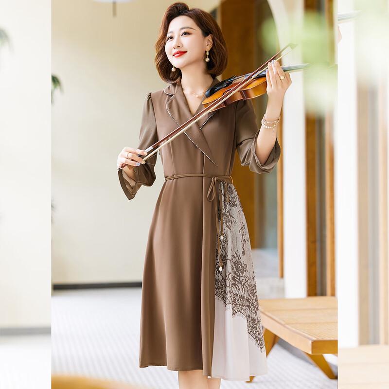 

Элегантное платье А-силуэта с лацканами QianLian для женщин, осень 2025 5XL