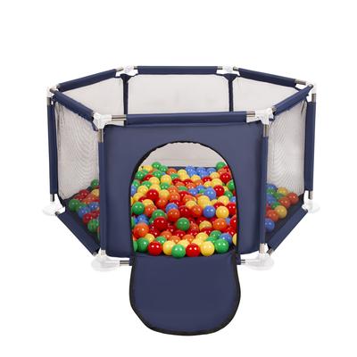 Hexagon 6 Side Play Pen with 100 Balls, Blue:yellow/green/blue/red/orange