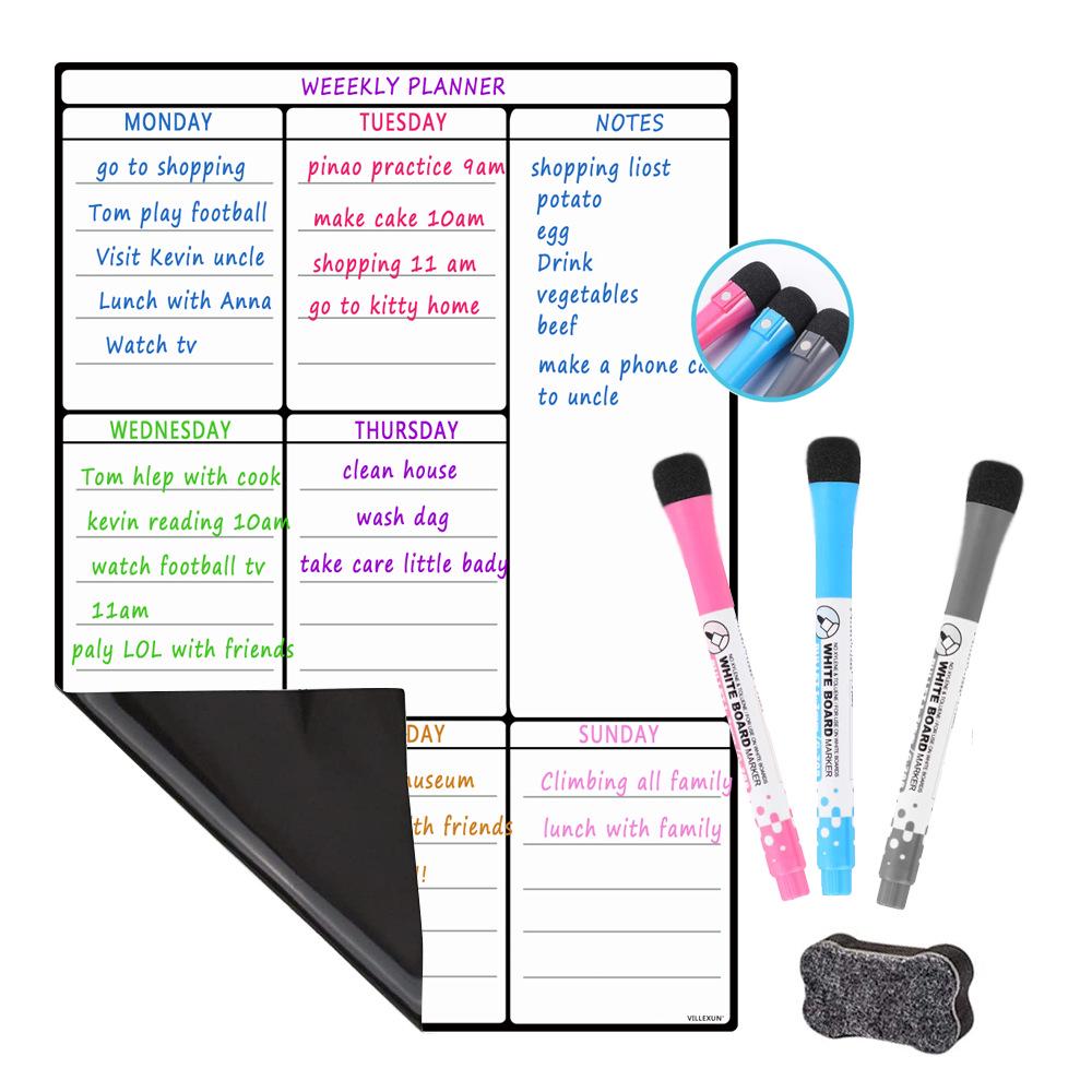 A3 Magnetic Erasable Monthly & Weekly Planner Whiteboard Set for Refrigerator