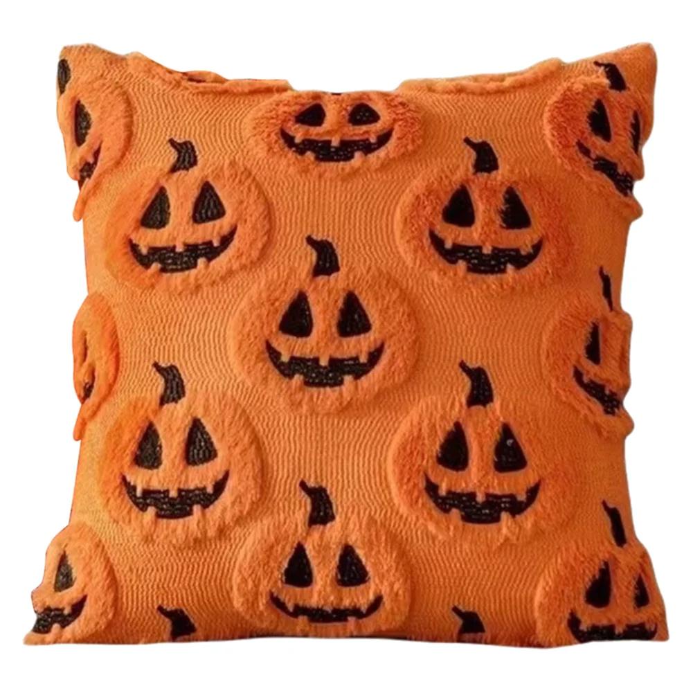 Pumpkin Fall Throw Pillow Covers Embroidery Fluffy Plush Accent Pillow Cases Plush Pillow Case Halloween Farmhouse Home Decor