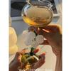 Flower Mouth Transparent  Glass 3D White  Jade Bell Orchid  Handle 250ml Cocktail Glass Martini Goblet Wine Cup for Club Home Us