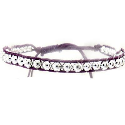 [R5290] - Ethnic Bracelet 'Kilimanjaro' Silver Purple - 5 Mm