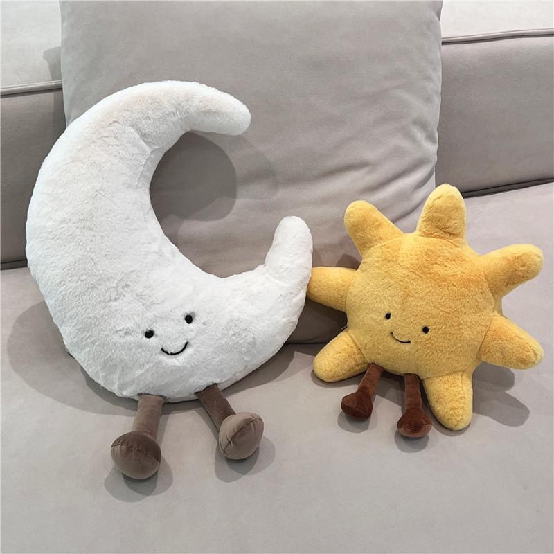 Sun Moon Plush Cushion Pillow Soft Fluffy Stuffed Toy For Kids Bedroom Gift Decor