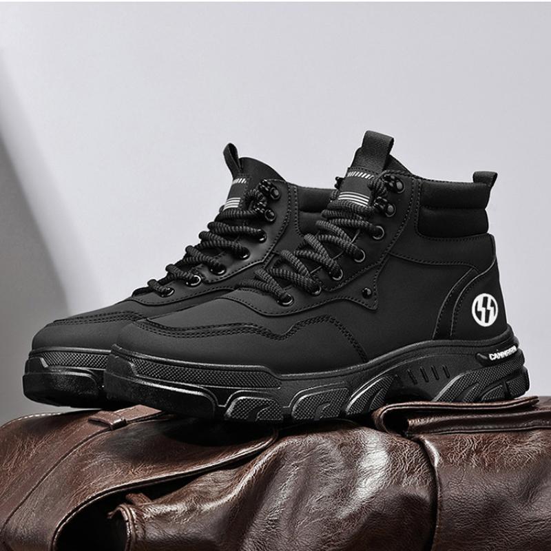 Fashion Men Thick Soled Short Boots Spring Autumn New High Top Men British Style Thick Soled Wear Resistant Short Boots Casual Shoes