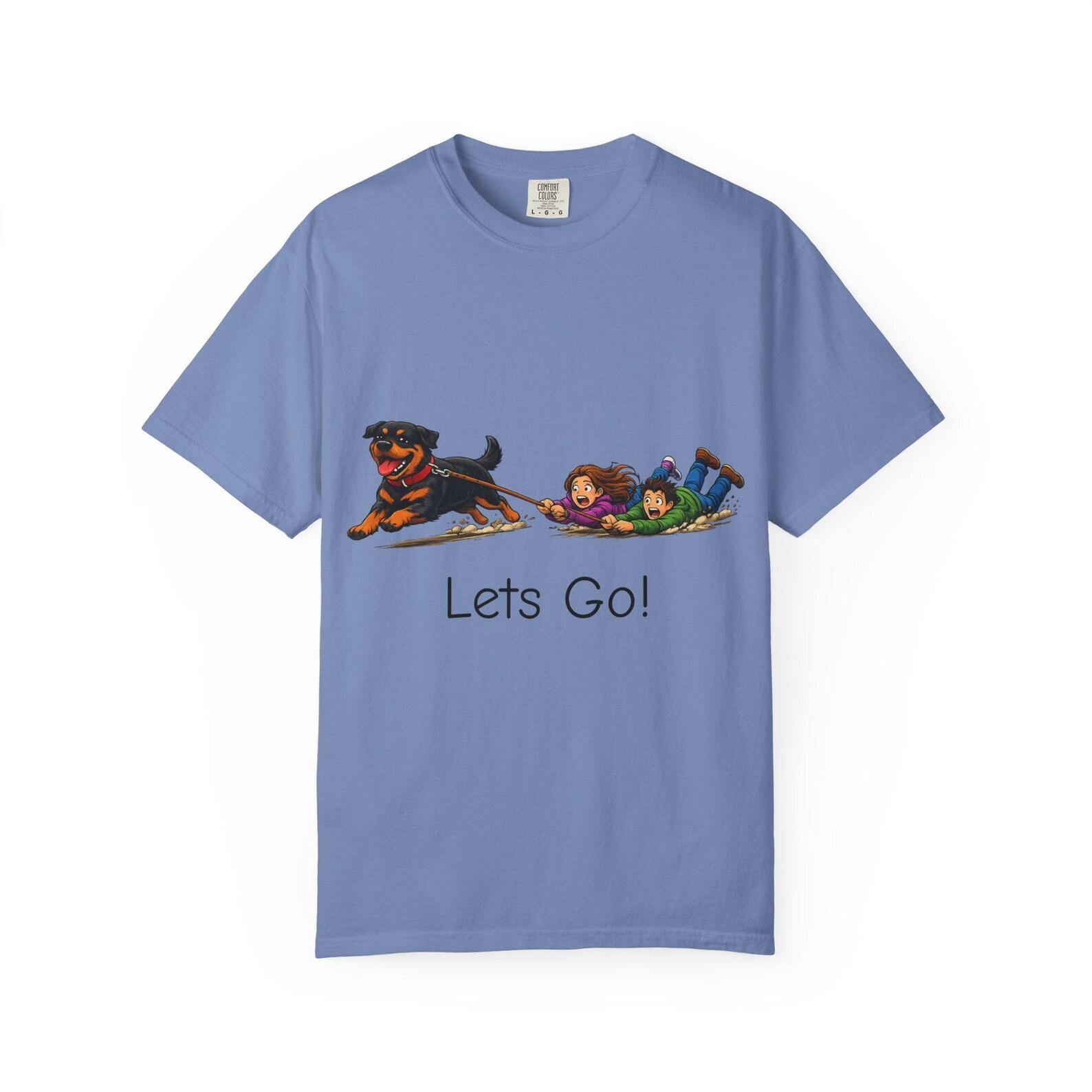 Rottweiler Dog Owners T shirt, Funny Cartoon Pet Dog Lovers Walking Tee XL