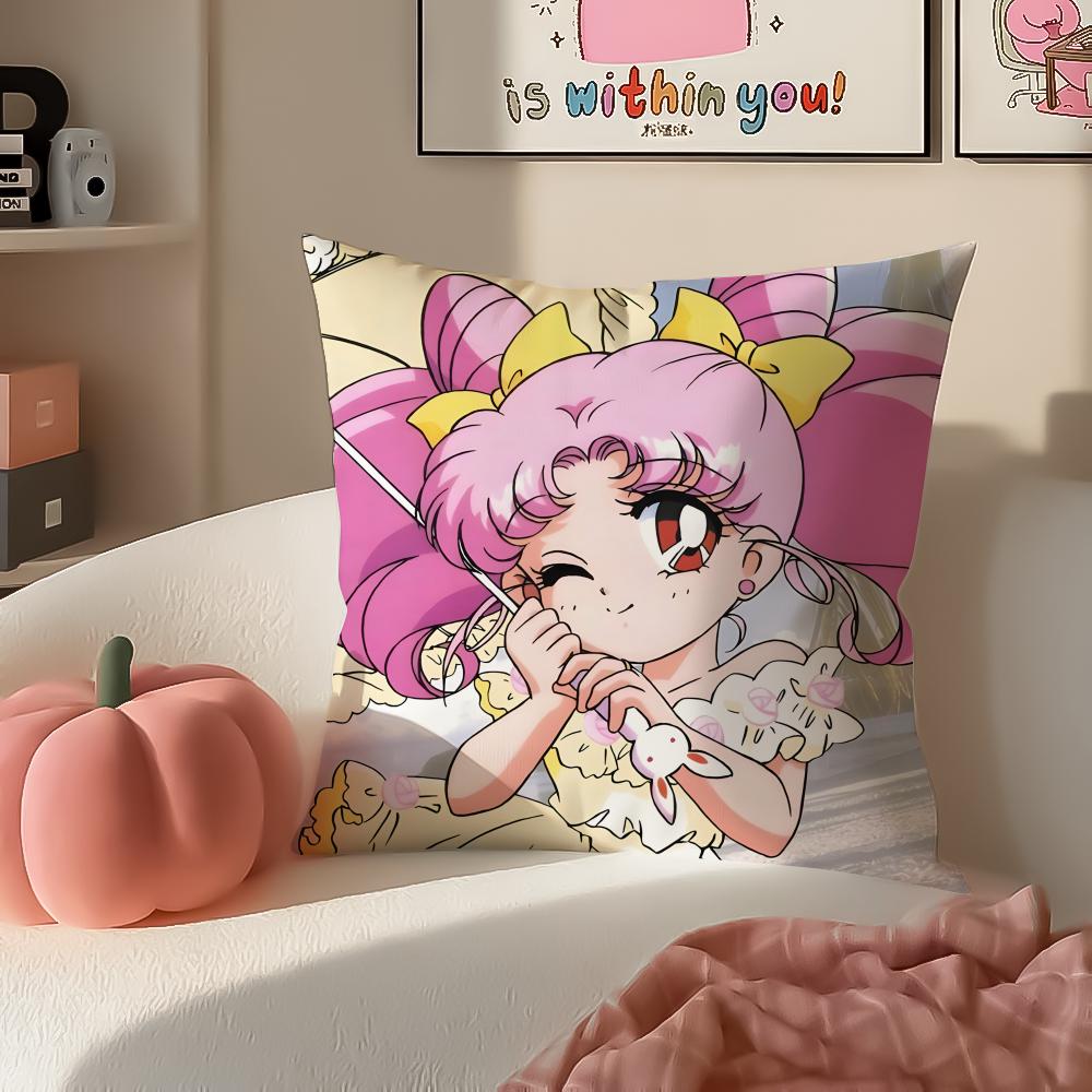 Magical Girly Cute Anime SSailor MMoon Cushion Cover Pillowcase Short Plush Invisible zipper Room Sofa Cushion Cover