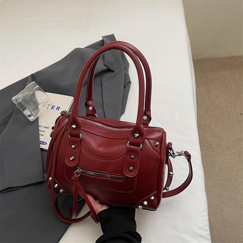 Borsa a Spalla Grande Capacità Monocolore Vintage