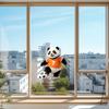 Football Panda Design Window Sticker, No Glue Residue Glass Decal for Living Room Bedroom Entrance Hall Home Decor