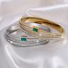 Titanium steel  fashion three-layer diamond  female emerald couple stainless steel   