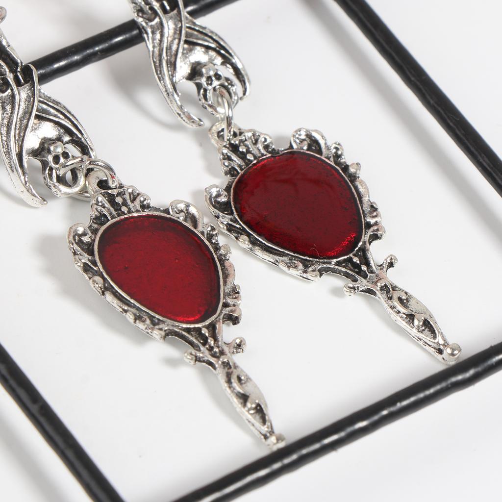 Goth Bat Vintage Silver Finish Long Hook Dangle Drop Earrings Antique Jewelry