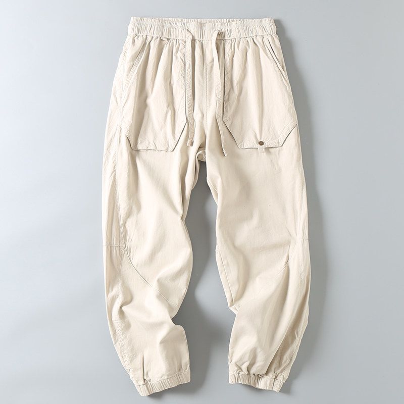 Japanese Retro Workwear Pants for Men, Trendy Brand Loose Jogger Casual Long Pants, Men's Spring and Autumn Pure Cotton Sports Sweatpants