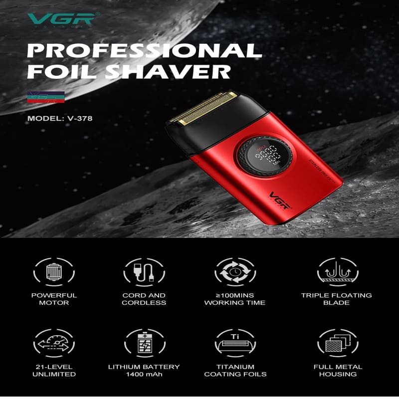 Reciprocating Household Shaver with High-speed Motor, Digital Display and Rechargeable Professional Electric Shaver for Men  Safe and Skin-friendly