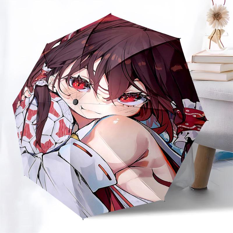

1pc Red and White Floral Umbrella: Automatic Opening, Foldable Design, Outdoor Use, Festival Gift for Fans and Travelers.P040