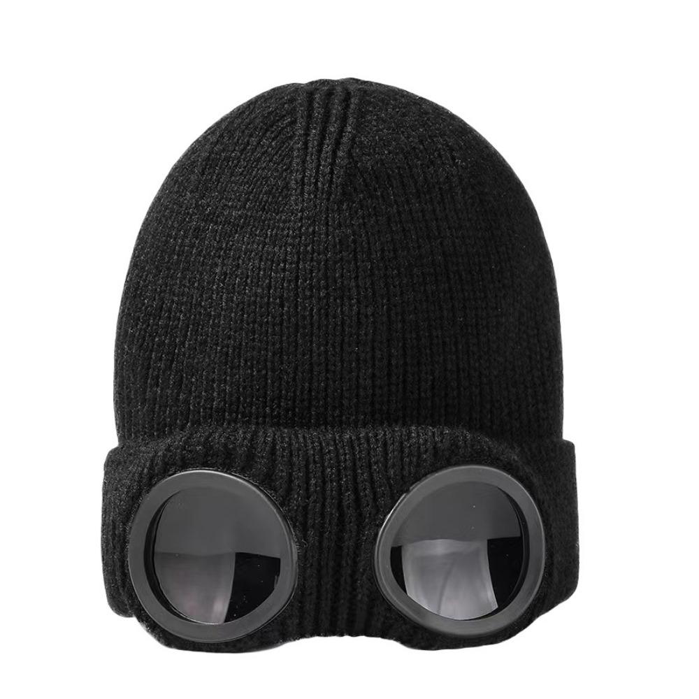 Windproof Ski Beanie with Goggles Warm Knitted Woolen Hat for Men & Women Thermal Headwear for Cold Weather Winter Outdoor Gear