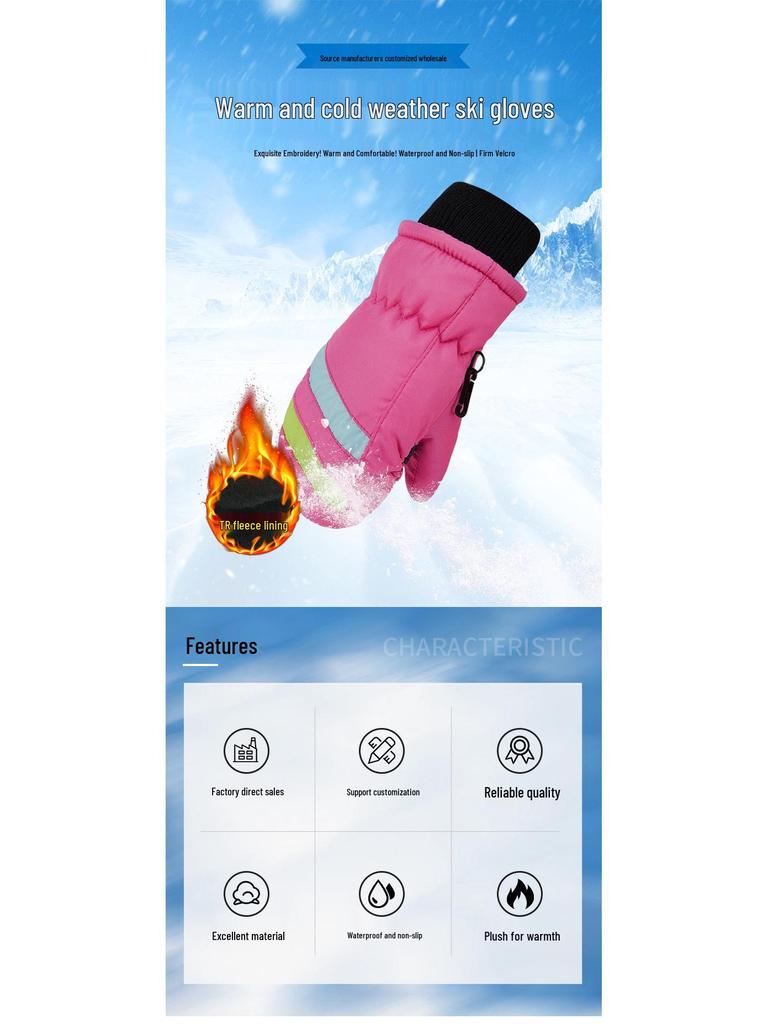 Children's Waterproof Fingerless Winter Cycling Gloves - Warm Ski Gloves for Ages 2-5, Parent-Child Design