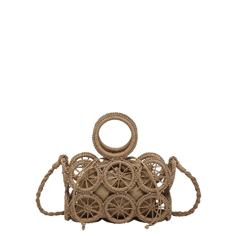 Boho Woven Handbag With Canvas Lining For Casual Beach Day Use