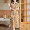 Summer Women Shirt Collar Floral Print Midi Casual Dress