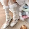 Cotton Knee High Ruffle Socks Candy Color Open Toe Socks All Match Sweet Leg Warmer  Summer