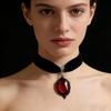 Gothic Witch Pagan Blood Red Pendant Chocker Necklace Women Vintage Black Velvet Necklace Jewellery Accessories