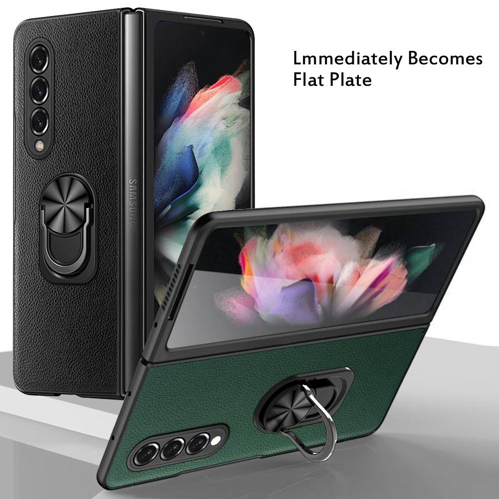 Business Magnetic Ring Leather Case For Samsung Galaxy Z Fold 4 3 Fold4 Fold3 Fold2 Fold 2 5g Anti -Scratch Folding Cover
