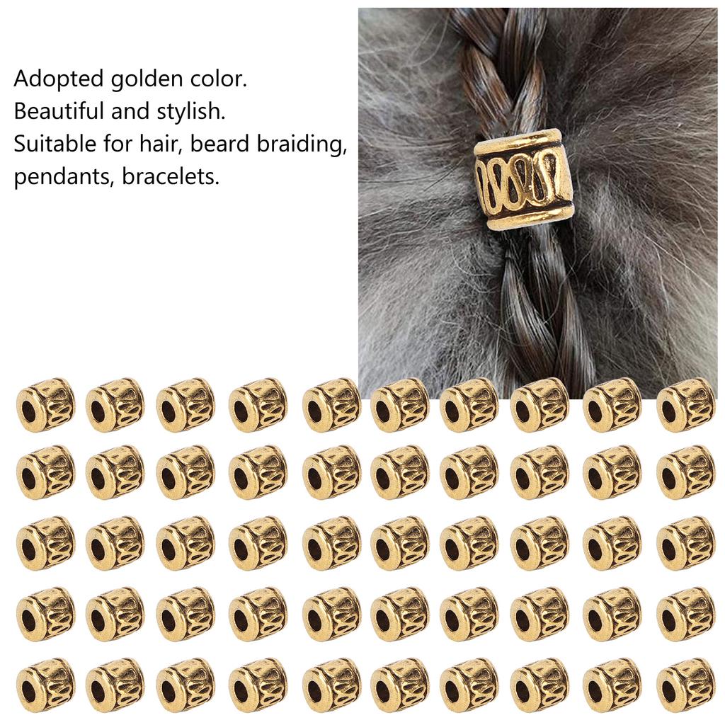 50 szt. Koraliki do zaplatania włosów ze stopu ozdoba do brody dredy pierścionki bransoletka naszyjnik akcesoria do wyrobu złota