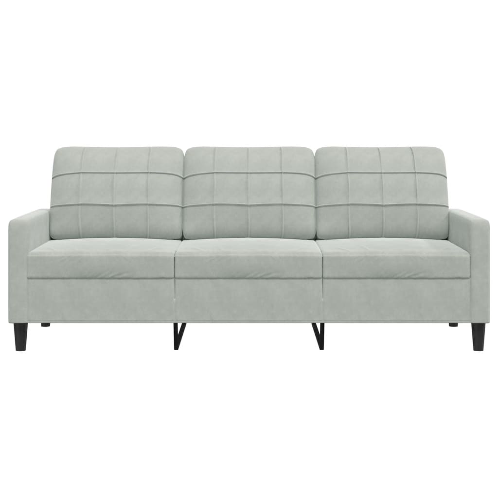 3 Seater Sofa Light Grey 180 Cm Velvet