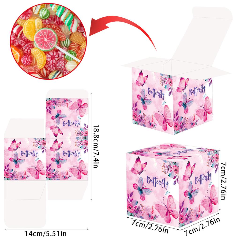 12/18pcs Pink Butterfly Gift Packaging Boxes Pink Butterfly Gift Boxes For Thoughtful And Detailed Gift Givers
