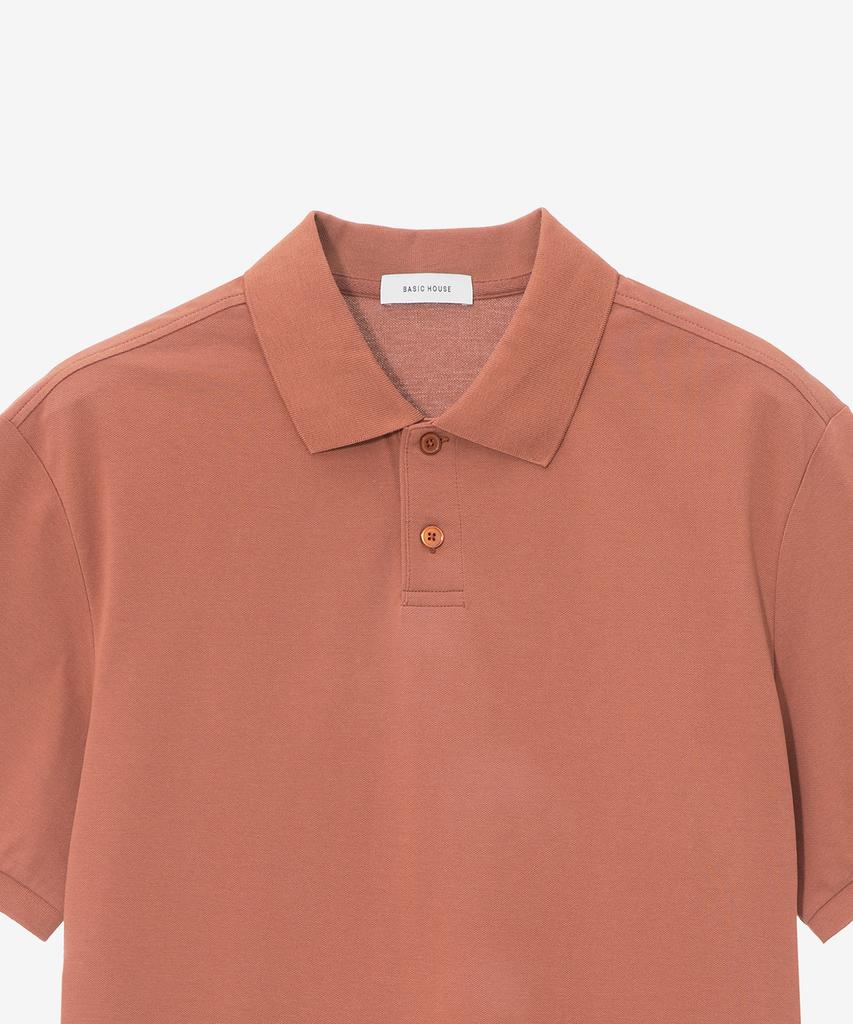 BASIC HOUSE Uni Semi-Overfit Pique Polo Shirt Deep Pink Lyts3104