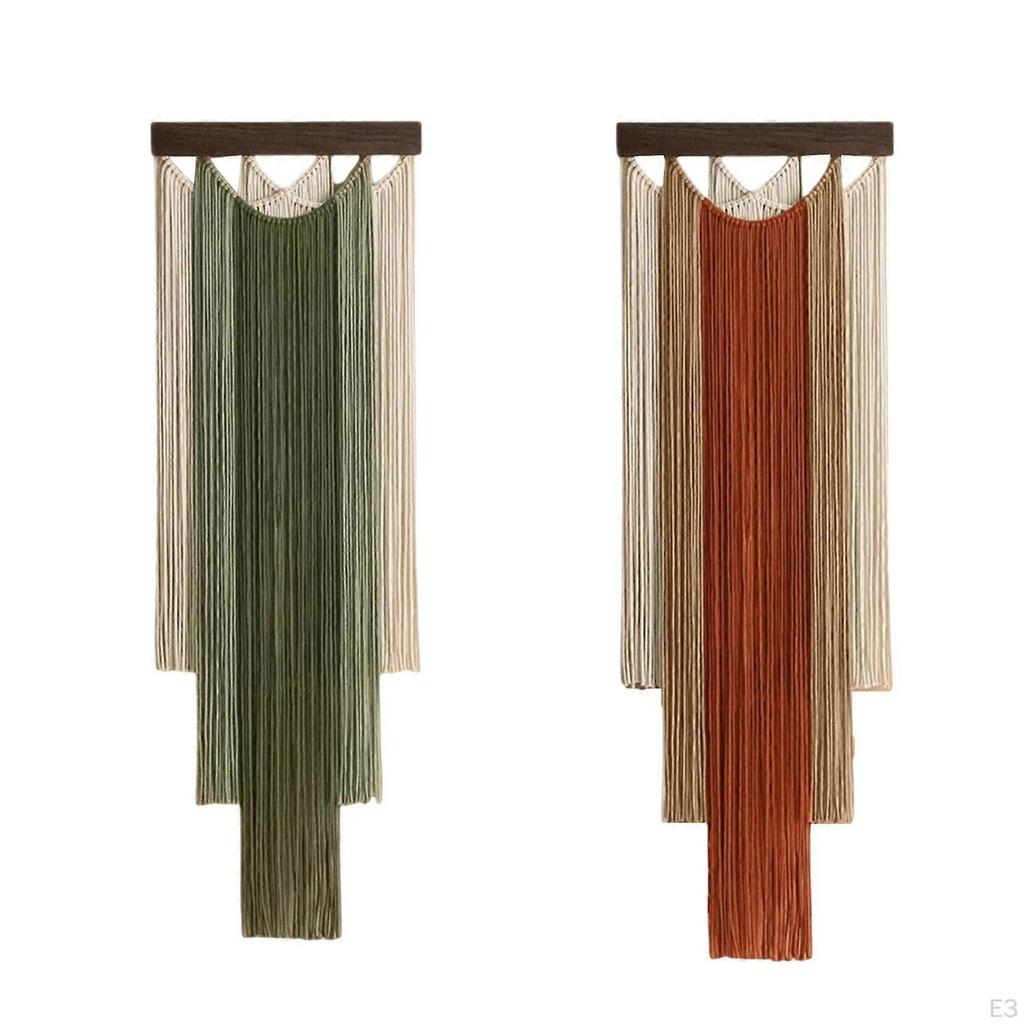 Suspension murale bohème Tissée à la main Fabriquée en bois et en polyester avec franges Décorée Design rétro Convient