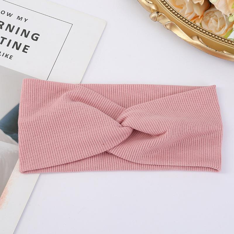 

Однотонная женская повязка на голову для девочек, скрученная эластичная резинка для волос, аксессуары для волос, детские повязки на голову темно-розовый