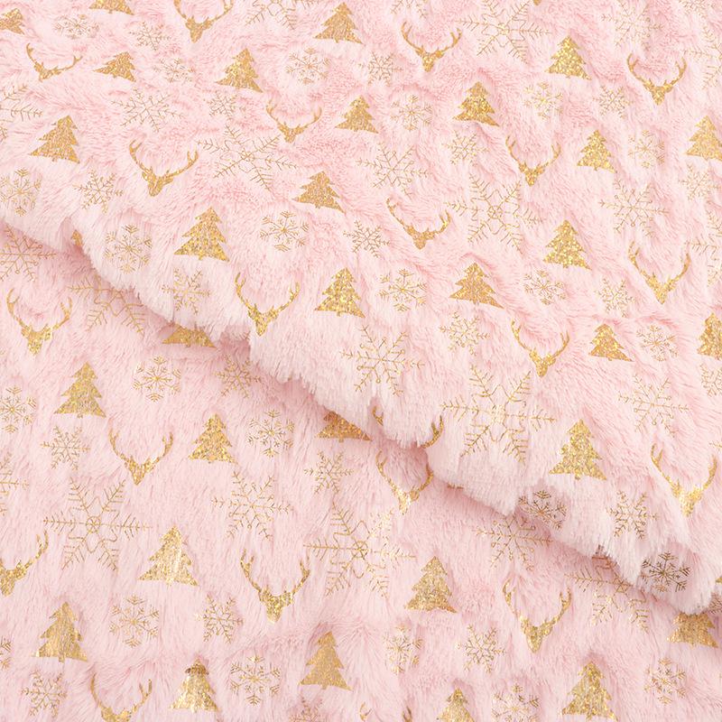 PV Velvet Gold Stamping Fabric for Autumn & Winter - Ideal for Christmas Tree, Plush Snowflake Clothing, Shoes, Hats, Luggage, and Toys.