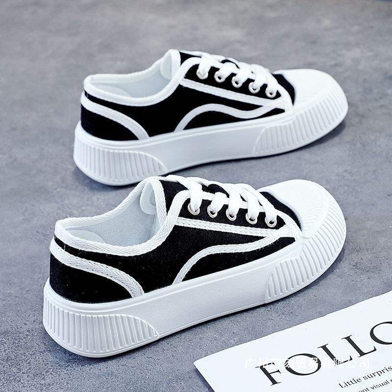 Segeltuchschuhe Plateau Frühling und Herbst Ein-Pedal Sportschuhe Board Schuhe ins Trend