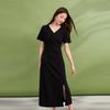 Plus Size V-Neck A-Line Maxi Dress with Slit