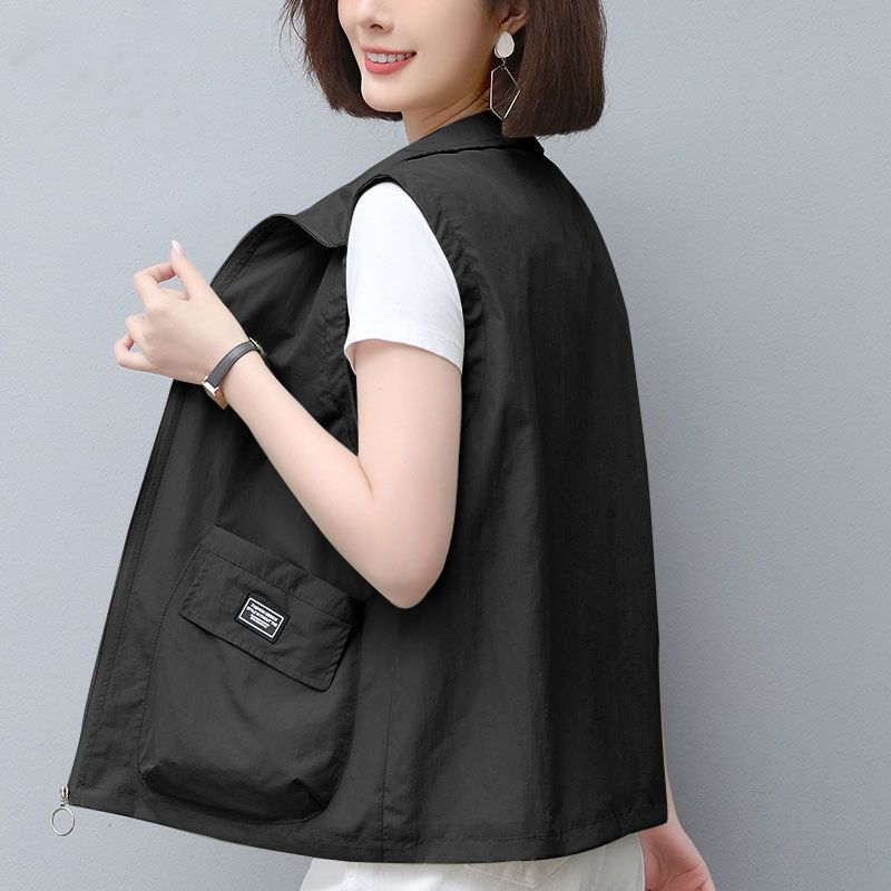 Spring, Summer and Autumn Casual Plus-size Loose Outerwear Sleeveless Vest Jacket for Women