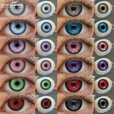 1 Paire Lentilles de Contact Couleur pour les Yeux Halloween Lentilles Rouges Colorées Cosplay Yeux Bleus Cosmétiques Beauté Lentilles Violettes