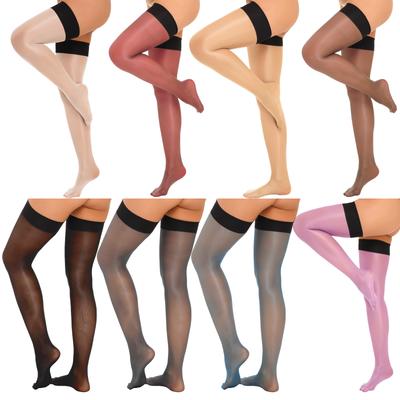 Women's Costume Accessories Glossy Socks: Sheer Thin Stretchy Thigh-High Stockings for Dance & Party