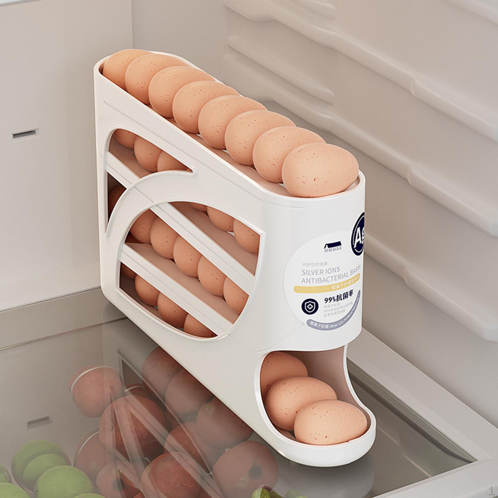 Egg Holder for Fridge 4 Tier Eggs Roller Organizer Auto Rolling Container Cabinet белый