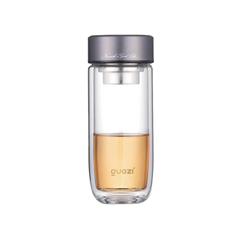 Guozi 280ml Double-Wall Glass Tea Infuser Mug