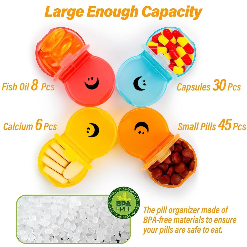 Portable Weekly 7 Days Pill Box Colorful Stackable 2 Times A Day Medicine Organizer Plastic Storage Box