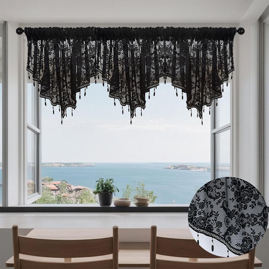 Window Valance Elegant Easy Installation Lightweight Creative Home Decor with Beads for Bathroom Basement Summer Country Cafe