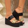 Fashion Women Summer 2025 Mix Color Thick Bottom Wedge Heel Sandals Woman Non Slip Outdoor Fashionable versatile Beach Slippers