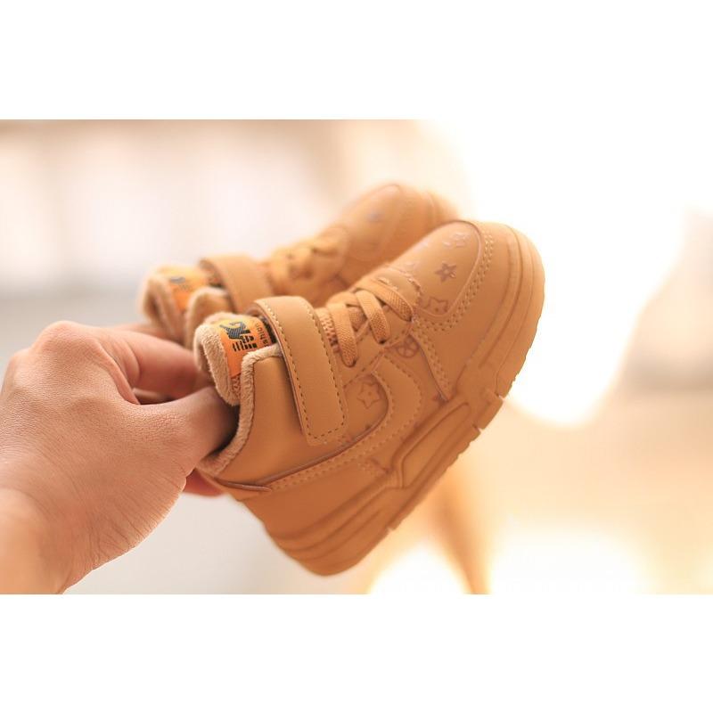 Fashion Retro High-top Children's Sports Shoes Thin Velvet Winter Casual Soft-soled Toddler Shoes Little White Shoes