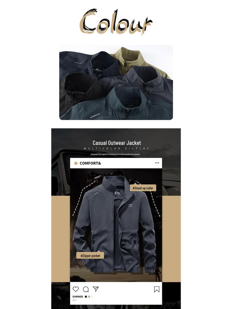 Men's Trendy Spring/Autumn High-End Outdoor Loose Windbreaker - Lightweight Sports Casual Jacket