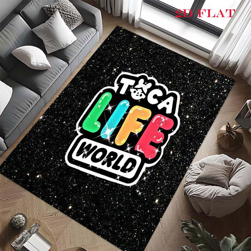 Toca Life World Teppich für Wohnzimmer Schlafzimmer Zuhause Sofadekoration, rutschfeste Bodenmatte für Kinder zum Spielen