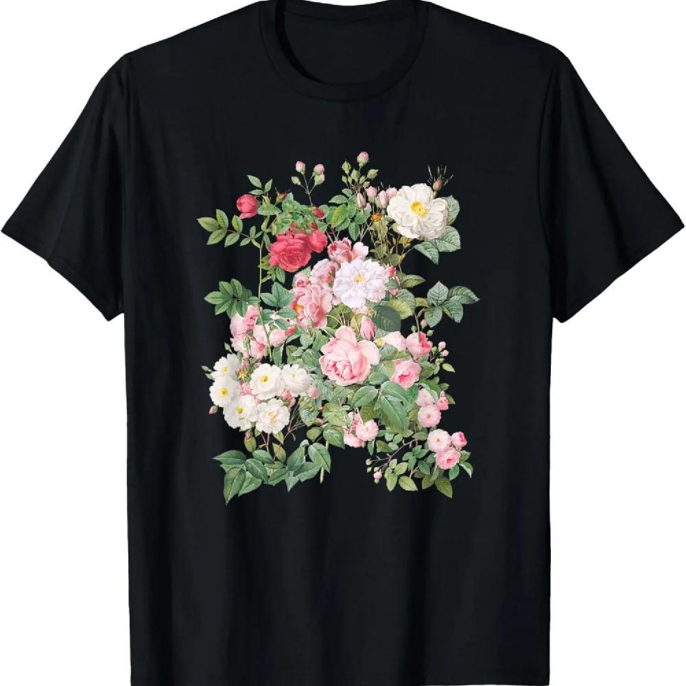 Vintage Rosen Botanical Wild Floral Flower T-Shirt