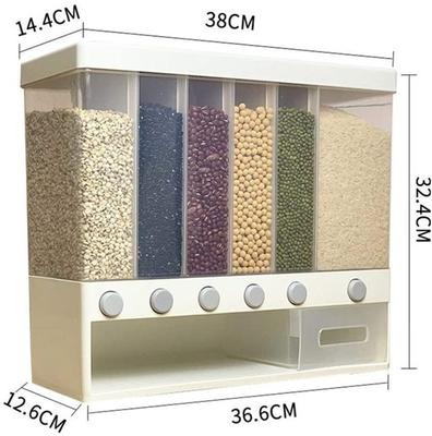 10L/6L Wall Mounted Rice Bucket Food Grains Classified Storage Box Can Sealed Moisture Proof Tank Kitchen Cereal Dispenser Container