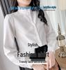 Women's 2024 French Stand-Up Collar Ruffled Long-Sleeve Shirt