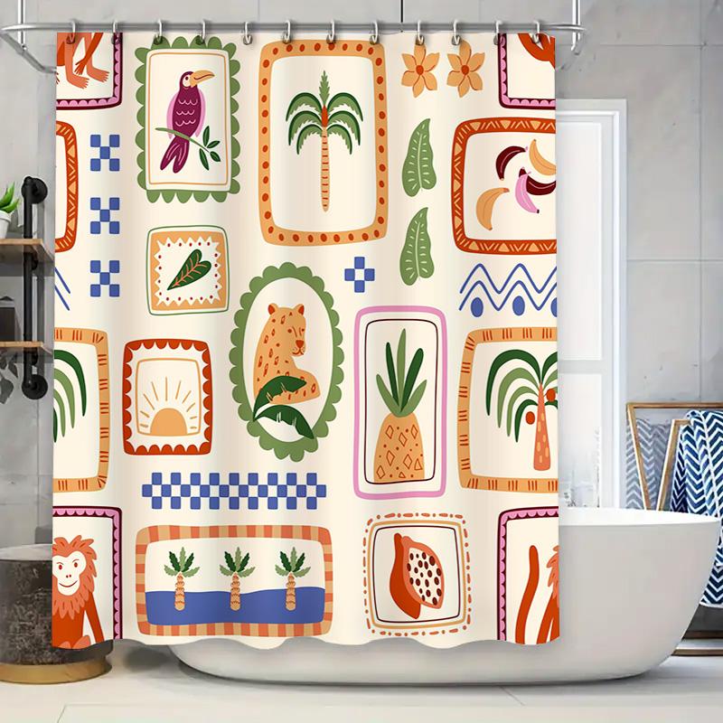 Decorative bathroom curtain with exotic animal print – perfect addition for your home décor!