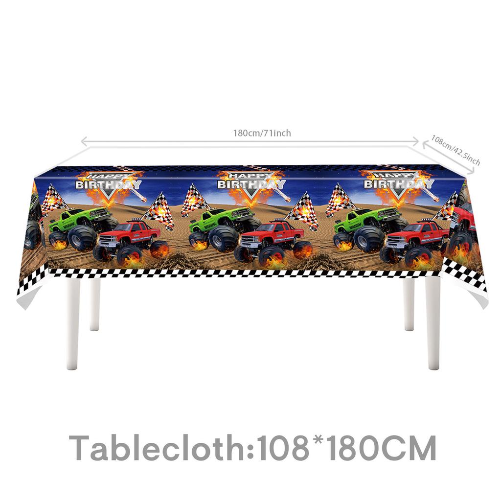 Monster Truck Theme Party Supplies Suv Party Decoration Banner Tableware Tablecloth Tissue Arrangement