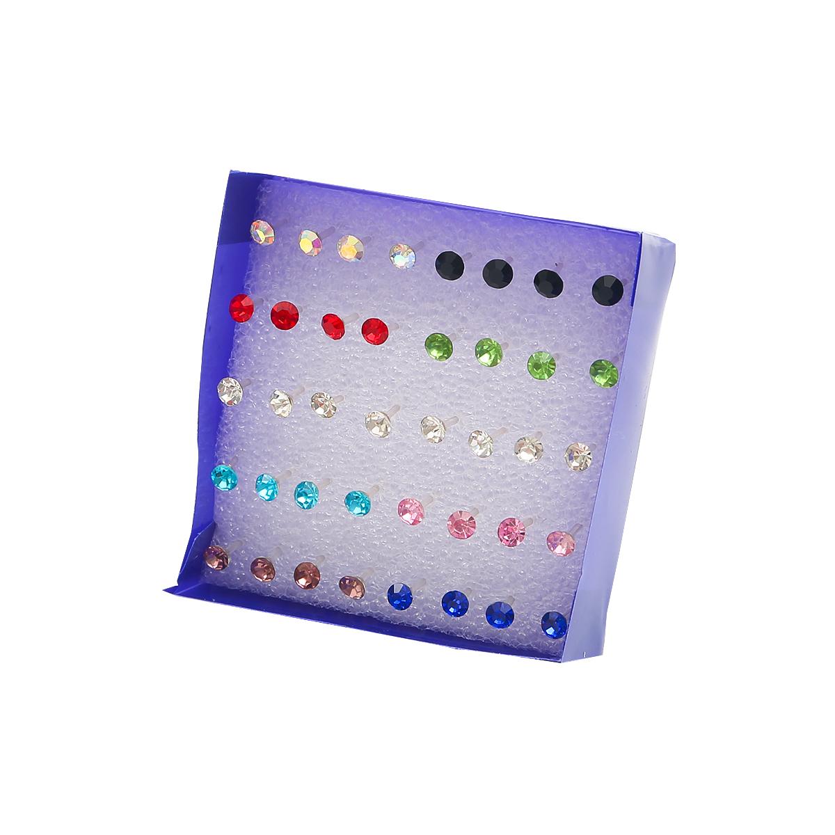 

20 пар/компл. простые серьги-гвоздики, набор серег для женщин и детей с коробкой, серьги, ювелирные изделия разноцветный